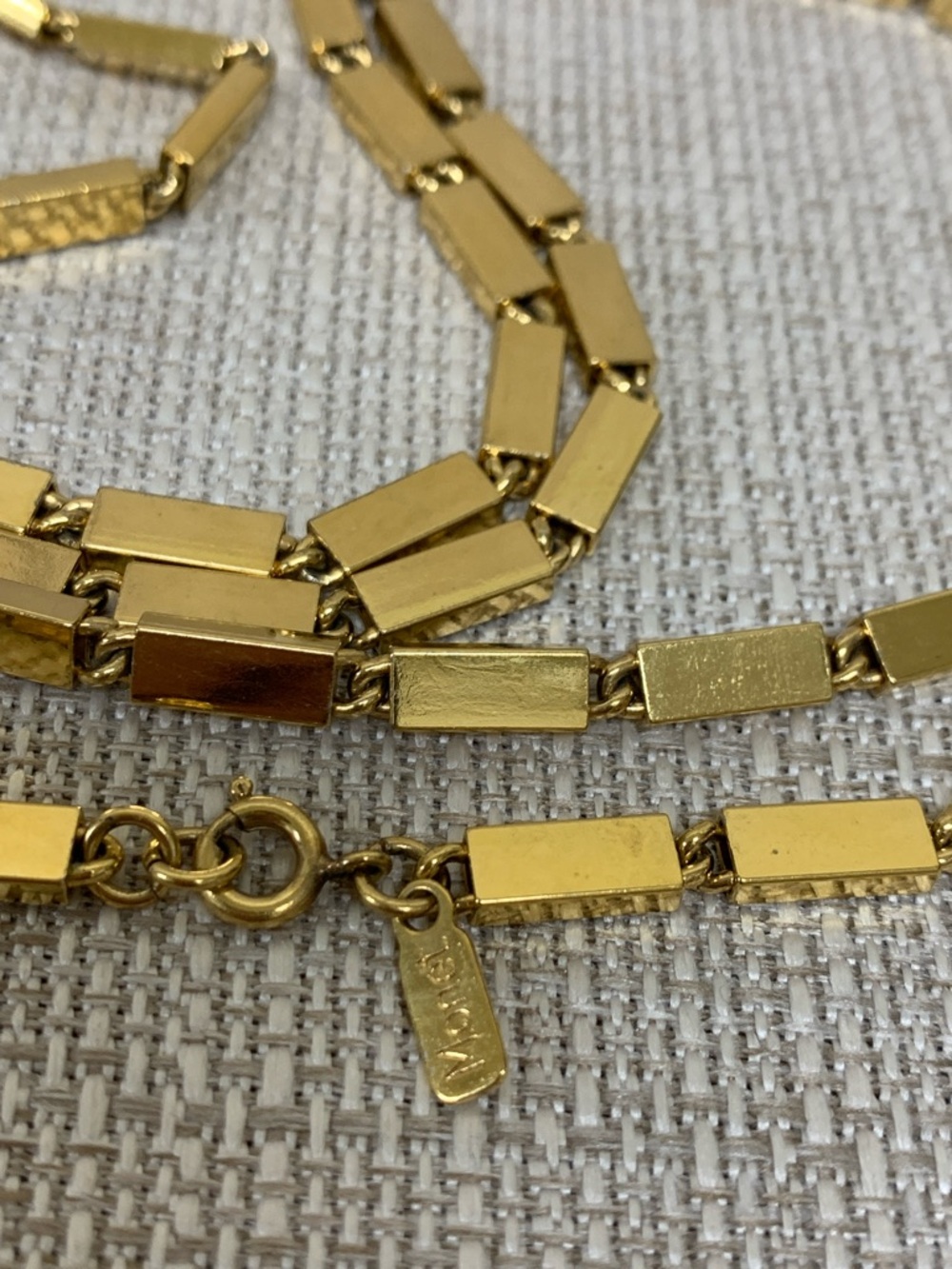 MONET Vintage Gold Plated Rectangular Link Chain 54”Long Necklace - Picture 5 of 8